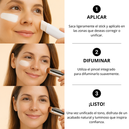 Base de maquillaje 2 en 1 con brocha integrada